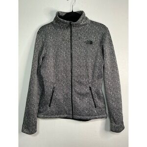The North Face Fleece Lined Herringbone Full Zip Jacket Women Small Black White